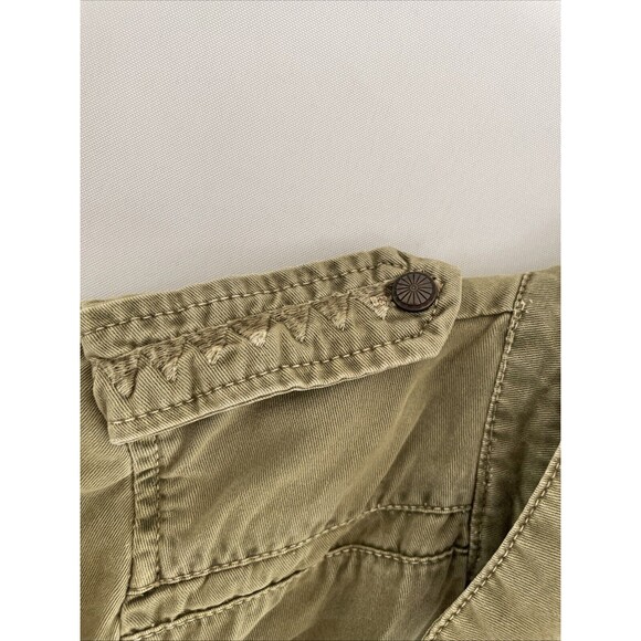 Zara‎ Womens Military Jacket Olive Green Striped Back Panel Shacket Pockets M - Picture 7 of 11